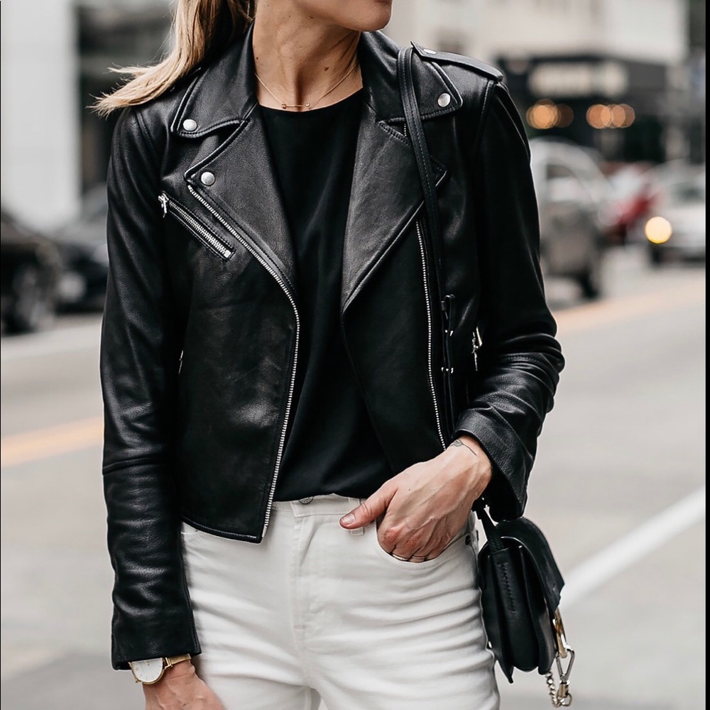 Club Monaco Gracella Leather Jacket, size Large L